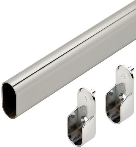 Top Shelf Hardware Chrome Oval Closet Rod with End Supports (Chrome, 18" Wide Space)