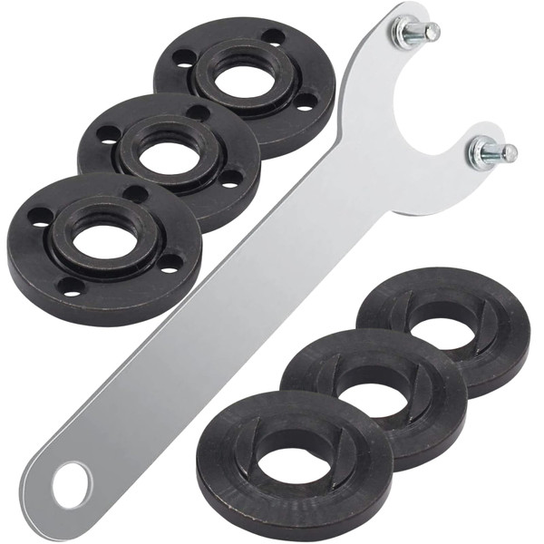 (1+3+3pk) 193465-4 Grinder Flange Angle Wrench Spanner Metal Lock Nut Replaces 4.5" 5" 5/8-11 Fits For Makita Ddewollt Bosch Black & Decker Ryobi
