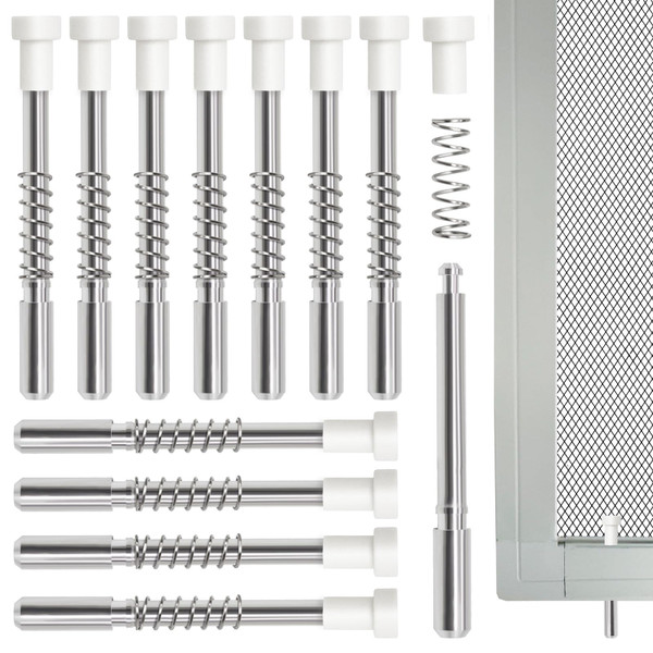 12 Packs Window Screen Plunger Latches with Caps, Aluminum Window Screen Plunger Pins 5/32" X 1-1/2" for Securing Window Screens and Window Screen Replacement (White)