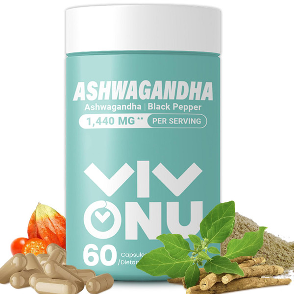 VivoNu Ashwagandha Vegan Capsules is from Ashwagandha Powder & Root Extract KSM-66 | Black Pepper Extract | Releases Stress & Boosts Energy | Promotes Quality Sleep | 60 Coun VivoNu Ashwagandha Vegan Capsules is from Ashwagandha Powder & Root Extract KSM-66 | Black Pepper Extract | Releases Stress & Boosts Energy | Promotes Quality Sleep | 60 Coun