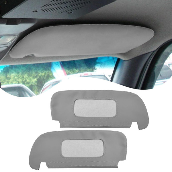 VKGUG 2PCS Sun Visor Cover Protector Compatible with Dodge Ram 1500 2500 3500 1994-2001 Microfiber Leather Left & Right Side Sunvisor Covering Vinyl Trim Gray