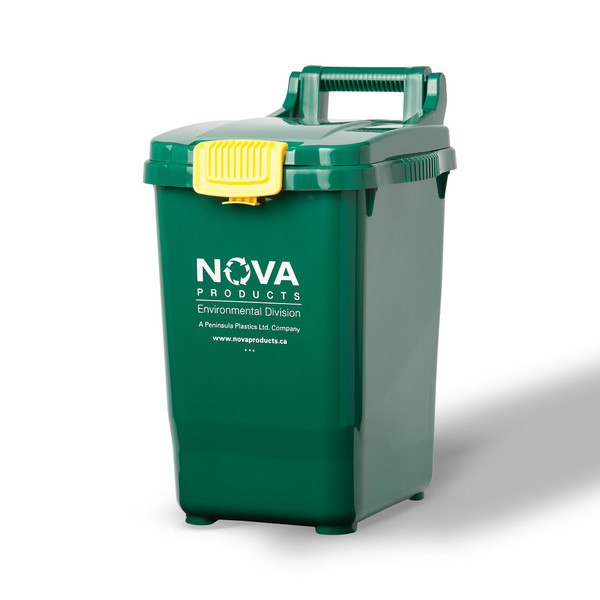 Nova Products 7 Gallon (32L) Multi-Purpose Storage Bin with Lid | Compact HDPE Container for Organic Waste, Pet Food, Road Salt | Easy to Clean Design with Side & Bottom Handles | Indoor&Outdoor Use