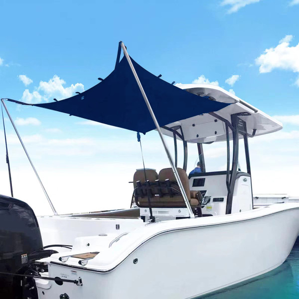 TeBaisea Boat T-Top Sun Shade Kit Boat Canopy, Boat Cover with Stainless Steel Telescopic Rod Foldable, UV-Proof 1200D High-Tech Polyester Fiber, Anti-Ultraviolet Dark Blue（47"×59"×47"