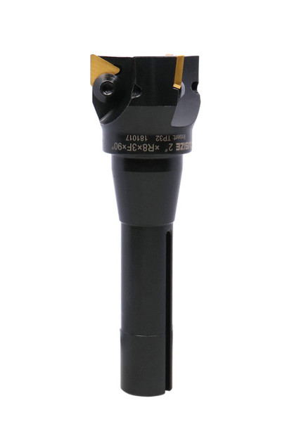 Accusize Industrial Tools 2'' Carbide Indexable End Mill, R8 Shank, with 3 Pc Tpg 322 Inserts, 0046-0916