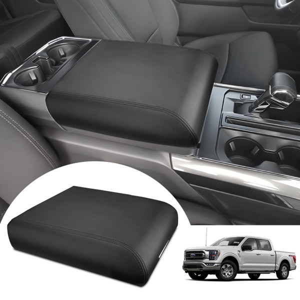 ANMOSVO Center Console Cover for Ford F150 2021-2024 2025 2026 - Middle Console Lid Protector Elbow Cushion Pad for Ford F150 Accessories 2021 2022 2023 2024 2025 2026 (Bucket Seat Only)