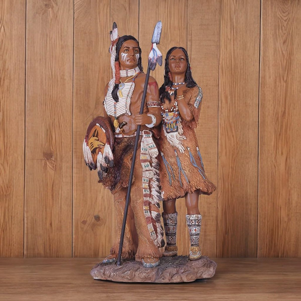 ICE Armor 13" H Indian Couple Statue Native American Decoration Figurine, Multicolor (78GSC11334)
