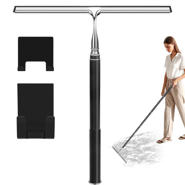 Shower Squeegee with Long Handle,Window Squeegee with Extension Pole Squeegee for Shower Glass Floor Squeegee, Telescoping Shower Squeegee for Glass Door, Tile Wall, Car,Floor