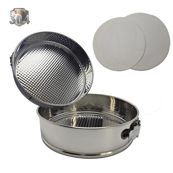 RUVAIKER 9" 10" Springform Pan with Removable Bottom,304 Stainless Steel, Uncoated & Non-stick Round Spring Form Cake Mold Cheesecake Pan for Baking RUVAIKER 9" 10" Springform Pan with Removable Bottom,304 Stainless Steel, Uncoated & Non-stick Round Spring Form Cake Mold Cheesecake Pan for Baking