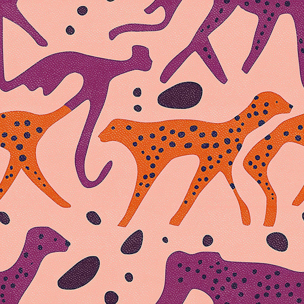 HOMETITUTE 10PCS 12x12 Inch Abstract Cheetah Pattern in Purple and Orange on Pink Floor Tiles Peel and Stick Removable Self Adhesive DIY Vinyl Flooring Stickers for Kitchen Bathroom Living Room Decor