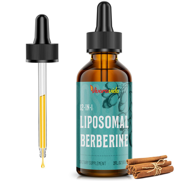 Berberine HCl Supplement 3000 mg - Liposomal Berberine HCl Liquid - AMPK Activator with Turmeric, Ceylon Cinnamon, 12 Natural Ingredients - 2 fl oz