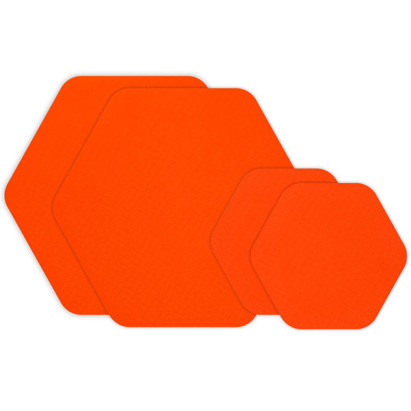 GEAR AID Tenacious Tape Hex – 2.5” & 1.5” Repair Patches (4 Patches: Two 2.5” & Two 1.5”, Orange) – Peel-and-Stick Outdoor Nylon Fabric to Fix Holes and Burns in Down Jackets, Rain Gear and Tents
