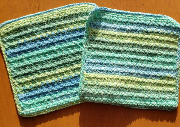 Handmade crochet washcloths, dishcloths * thick and dense *100% cotton set of 2, size 7.5 inches
