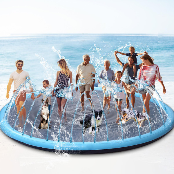15 ft Giant Inflatable Splash Pad Extra Large 180" 2026 Update Non Slip Pad for Adults Large Dogs Pets Giant Thicken Sprinkler Pool Summer Outdoor Fun Backyard Fountain Play Mat (Classic Style)