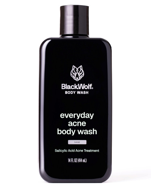 Black Wolf Salicylic Acid Body Wash for Men, 1 Liter - Men's Acne Body Wash - Charcoal Helps Reduce Acne Breakouts & Cleanse Your Skin - Full Coverage & Deep Clean Treatment - Men's Bodywash