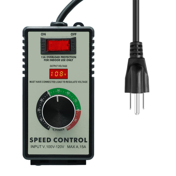 Motor Speed Controller 120V AC 15A Max 4000W Variable Speed Controller Electronic Voltage Regulator with LED Display Screen and Overload Protection Switch for Electric Fan Tool