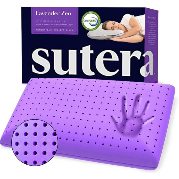 Sutera - Cooling Lavender Zen Memory Foam Pillow for Sleeping - Essential Lavender Oil Infused, Cooling Pillow with Neck, Shoulder and Back Support - Relaxing for Side, Back, Stomach Sleepers Sutera - Cooling Lavender Zen Memory Foam Pillow for Sleeping - Essential Lavender Oil Infused, Cooling Pillow with Neck, Shoulder and Back Support - Relaxing for Side, Back, Stomach Sleepers
