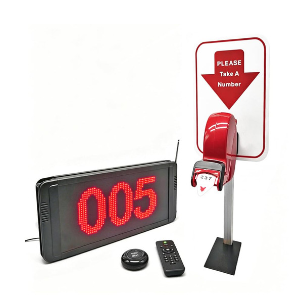 Queue Calling System Restaurant Pager Waiting Number Calling System Queue Management System Loud Speakers 3-Digit Display Call Host Display Screen Caller for Restaurant (Next-Black)