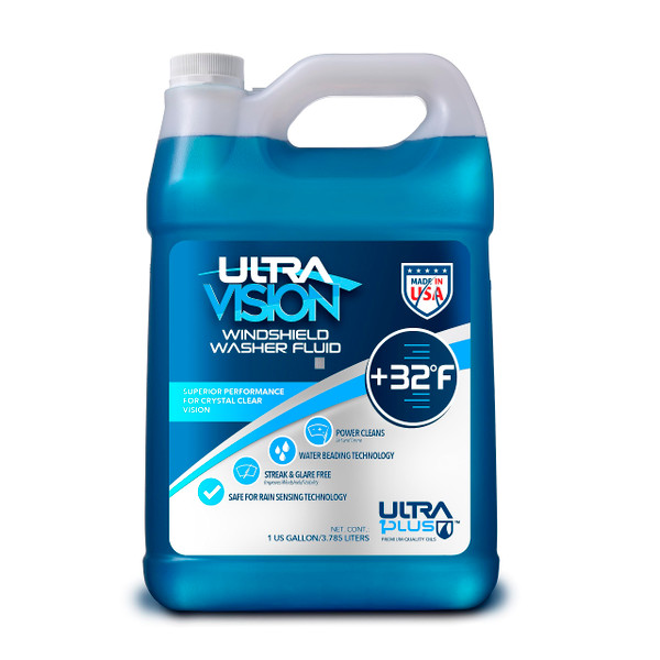 UltraVision Windshield Washer Fluid, Ready-to-Use Pre-Mixed Formula, Streak-Free Cleaning for Crystal-Clear Visibility, All-Weather Performance, +32°F, 1 Gallon