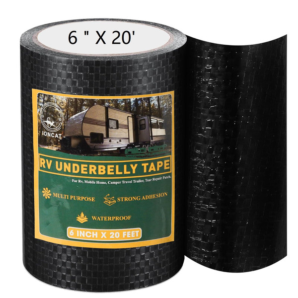 IONCAT RV Underbelly Material Repair Tape, Flex Belly Seal Tape with Permanent Strong Adhesive for RV, Mobile Home, Camper Travel Trailer, RV Awning Tear Repair Kit, Waterproof, 6 INCH x 20 Feet