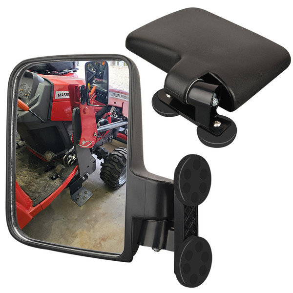 MUTUACTOR Universal Magnetic Tractor Mirrors, No Drilling, Non-slip Golf Cart Rear View Mirrors for John Deere, Kubota, Mahindra, Kioti, Forklift Tractor Accessories (1 Pair)