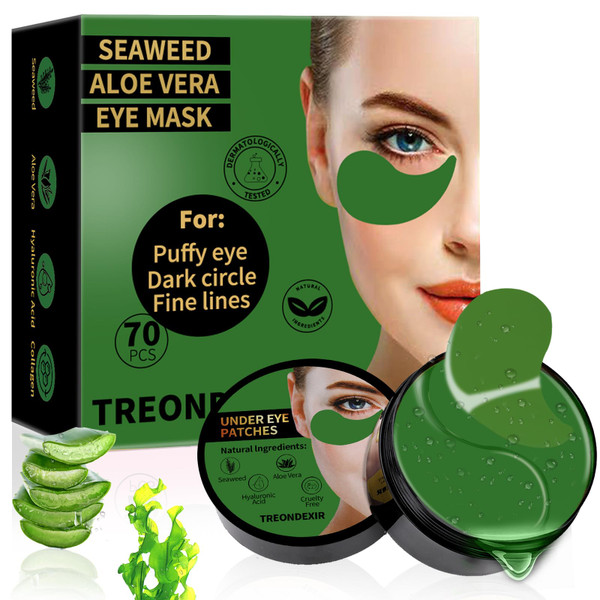 Under Eye Masks for Dark Circles and Puffiness 70PCS, Under Eye Patches for Puffy Eyes Treatment, Under Eye Gel Pads w/Seaweed, Aloe Vera, Peptides for Eye Bags Treatment, Eye Mask Patches Skincare Under Eye Masks for Dark Circles and Puffiness 70PCS, Under Eye Patches for Puffy Eyes Treatment, Under Eye Gel Pads w/Seaweed, Aloe Vera, Peptides for Eye Bags Treatment, Eye Mask Patches Skincare