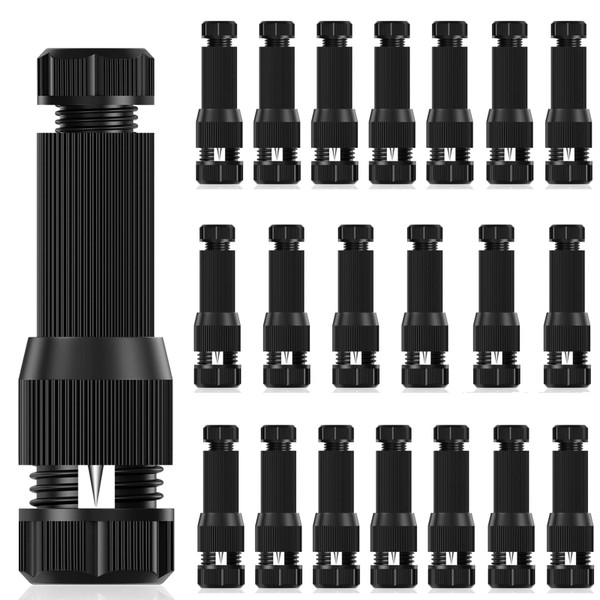 iCreating 20Pack Low Voltage Wire Connector AC 15V, Landscape Lighting Connectors Waterproof for 12/2 14/2 Gauge Low Voltage Landscape Wire Connectors for Path Lights Spotlights In-Ground Lights