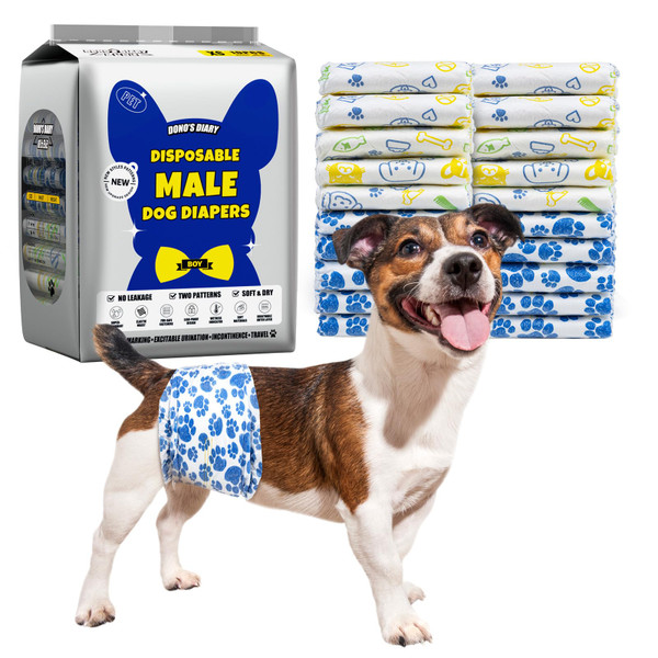 Dono Dog Diapers Male, Disposable Male Dog Wraps 30ct, Ultra Absorbent Doggie Diapers, Rapid-Dry Leak-Proof Puppy Diapers, Wetness Indicator Excitable Urination Incontinence, XSmall