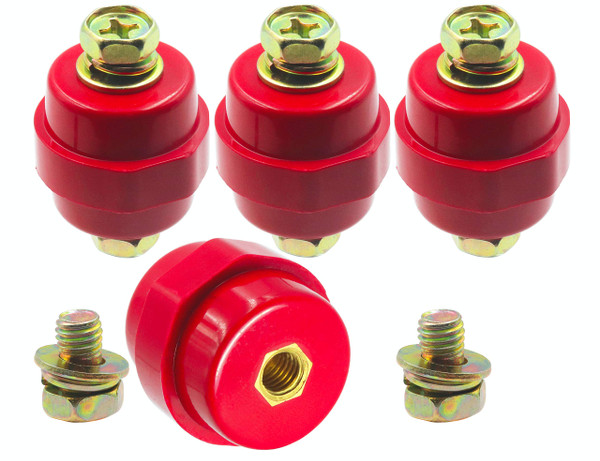LBY 4pcs Busbar Insulator, SM-30 Polyester Standoff Insulators with Screw(M8), High-Strength Busbar Insulator Supporter, Resin(Red)