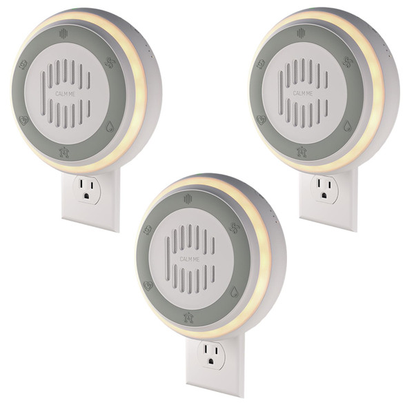 (3 Pack) Calm Me White Noise Machine for Office Privacy & Noise Canceling, Plug in Wall Sound Machine for Therapy Office Used in Hospitals Clinics & Spas, 20 Soothing Natural Sounds, Compact Design.