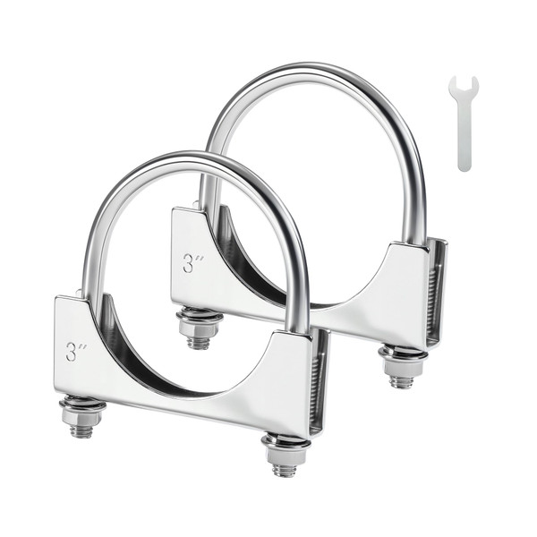 EVIL ENERGY 3" Heavy Duty U Bolt Exhaust Clamp, 3 Inch Stainless Steel U Muffler Clamps, Saddle Style, 2PCS