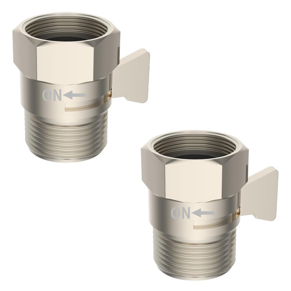 Hibbent All Metal 2 Pack Shower Head Flow Control Valve, G1/2 Brass Shut-off Valve with Metal Handle Lever, Shut OFF Water Flow Control Regulator for Handheld Shower, or Bidet Sprayer, Brushed Nickel