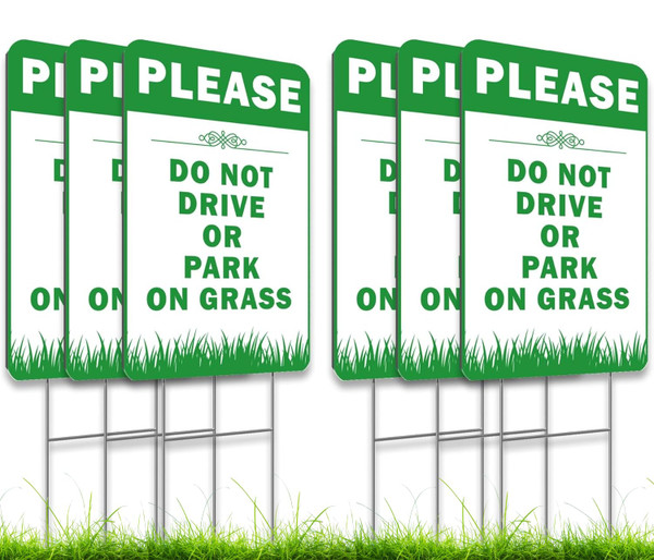 6X Please Do Not Drive Park On Grass Double sided Signs with Stakes - Plastic Street, Road No Parking Sign - 12x8 Inch Yard Lawn Stay Off Grass Signs with Stake - Please Keep Off The Grass Sign 6X Please Do Not Drive Park On Grass Double sided Signs with Stakes - Plastic Street, Road No Parking Sign - 12x8 Inch Yard Lawn Stay Off Grass Signs with Stake - Please Keep Off The Grass Sign