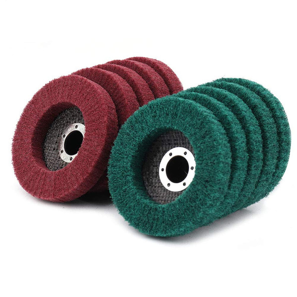 NuoDunco NUODUN 10Pcs 180/320 Grit Nylon Fiber Flap Disc Metal Polishing Wheel, Abrasive Buffing Grinding Discs for 4" Angle Grinder, Deburring and Rust Removal of Welds on Complex Surfaces