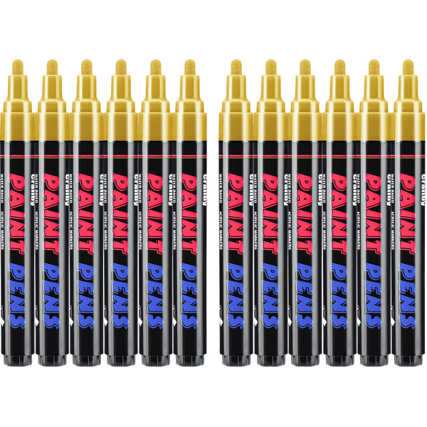 Craiiby Green Paint Pens Paint Markers - 12 Pack Permanent Quick Dry Waterproof Marker Pens for Rocks Wood Fabric Plastic Canvas Glass Mugs Metal Tire Stone