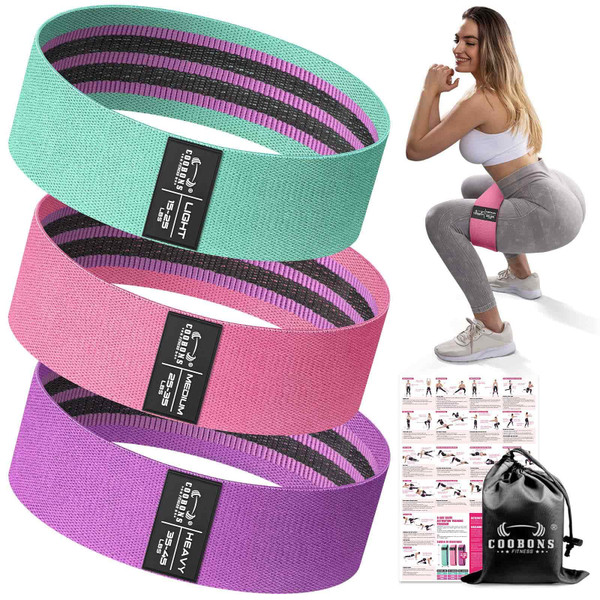 Fabric Resistance Bands for Working Out - Exercise Bands for Women and Men, Booty Bands for Legs and Glute, Yoga, Pilates, Rehab, Fitness and Home Workout Fabric Resistance Bands for Working Out - Exercise Bands for Women and Men, Booty Bands for Legs and Glute, Yoga, Pilates, Rehab, Fitness and Home Workout