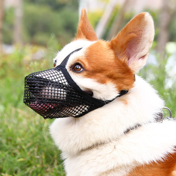 Crazy Felix Dog Muzzle, Soft Mesh Muzzle for Small Medium Large Dogs Labrador German Shepherd, Breathable Adjustable Mouth Guard for Biting Chewing Scavenging, Allows Panting and Drinking(Black,XS)