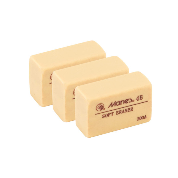 Marie's Artist 3 Pack of 4B Erasers, Professional Quality Removes Charcoal, Graphite and Other Lead More Completely