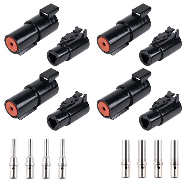 JRready ST6286 1 Pin DTHD Connector 4 Sets,IP67 Waterproof Single Terminal Connectors for Heavy-Duty Applications,Contact Size 12 Crimp Wire Gauge 12-14AWG,25A