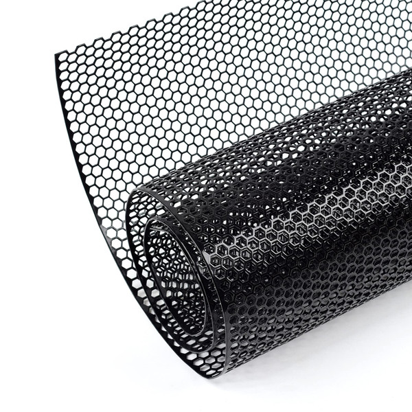 AggAuto 47x16 inches Car Pickup Truck Grill Mesh Spoiler Bumper Vent Aluminum Alloy Automotive Grille Insert Air Intake Racing Honeycomb Hole 6mm Spacing 1mm Black