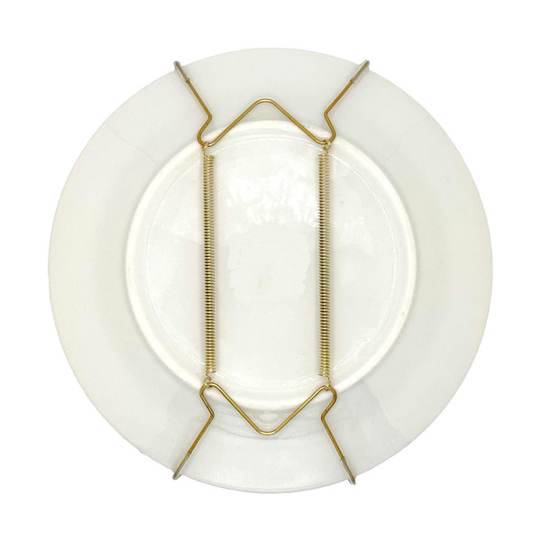 Rocky Mountain Goods Plate Hanger for Wall and Mounting Hardware - Fits Decorative Plates and Platters - Heavy Duty Polished Brass - Non Scratch Hooks - Includes Wall Mount Kit (5" - 8")