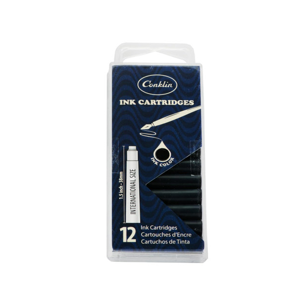 Conklin Ink Cartridges Black - 12 pc Box | Smooth Writing Fountain Pen Ink Cartridges | Premium Quality for Professional and Everyday Use