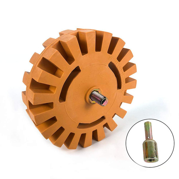 QWORK Removal Eraser Wheel Tool Kit, 4 Inch Rubber Power Drill Attachment for Removing Pinstripes, Stickers, Adhesive Vinyl Decals from Cars, Rvs, Boats and More