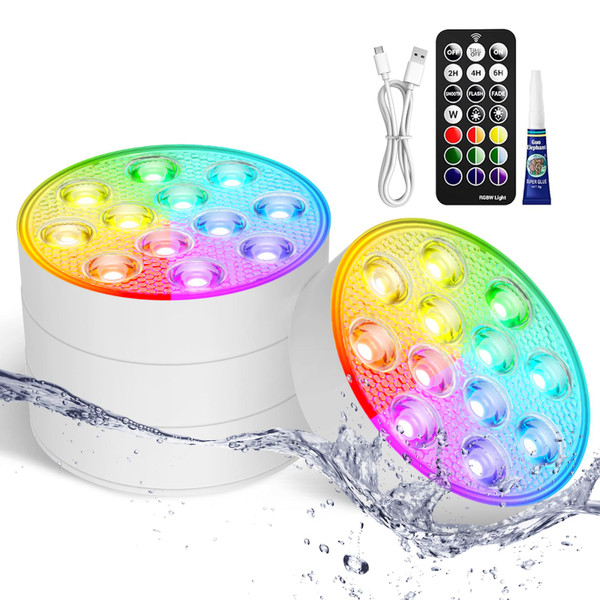 LOFTEK Submersible Pool Lights with Magnetic & Remote, Rechargeable LED Pool Light, Underwater Pool Light, 16 Color Changing Floating Pool Lights for Pool, Shower, Hottub, Pond, Bathroom (4 Pack)