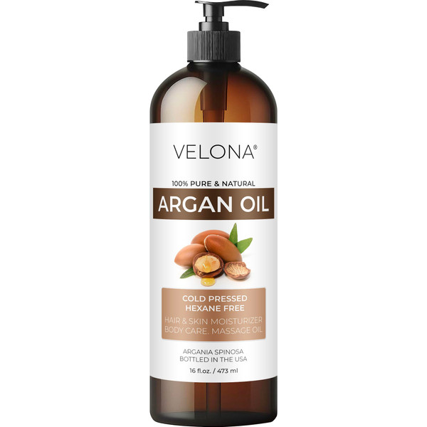 velona Argan Oil - 16 Fl Oz | 100% Pure and Natural | Morocco Oil | Skin, Body and Face Care | Nails Protector | Unrefined, Cold Pressed | Cap Kit