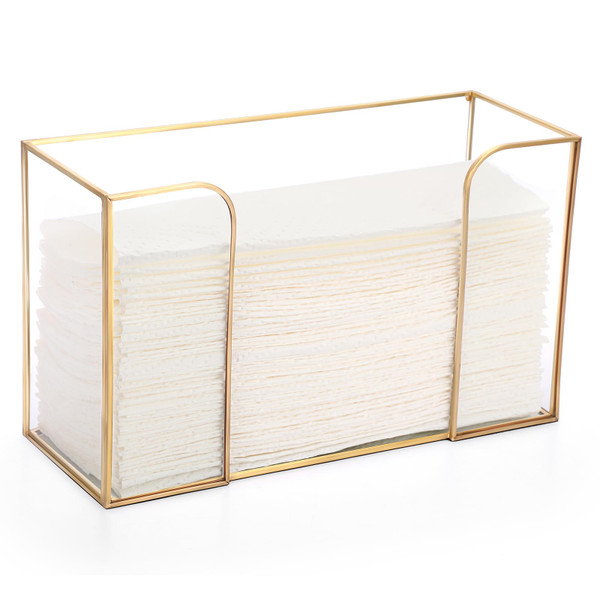Sumnacon Countertop Bathroom Paper Towel Dispenser Glass Paper Towel Dispenser for Home Bathroom Kitchen Office Toilet Table,Gold Paper Towel Holder for Multifold C Fold Trifold Z Fold