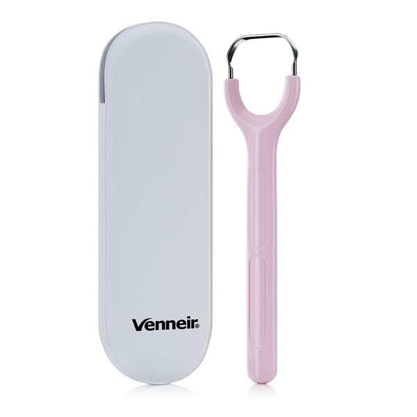 Venneir® Tongue Scraper with Travel Case, Oral Glide Pro–Bad Breath Treatment, Medical-Grade Stainless Steel– for Adults & Kids. 100% Rustproof, Sleek & Effective Design (Midnight Grey)