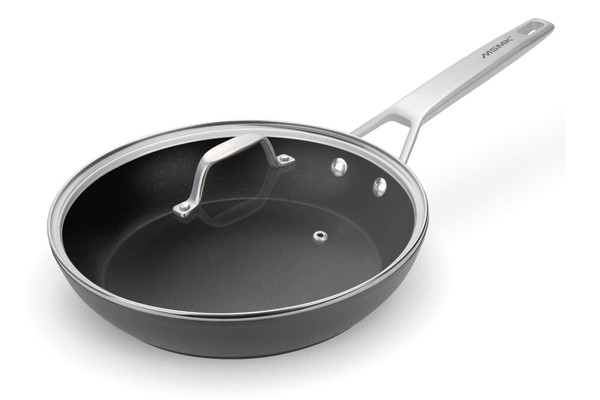 MsMk 10 Inch Frying Pan Nonstick with Lid, Induction Fry Pan with Lid, Titanium and Diamond Non Stick Coating From USA, for Induction, Ceramic and Gas Cooktops, Oven Safe 10 Inch Skillet Nonstick