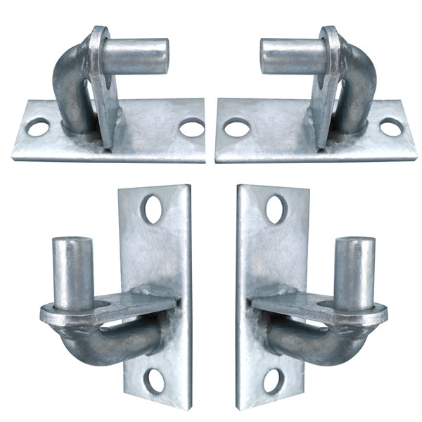 4 Pack Wall Mount Gate Hinges, Heavy Duty Chain Link Fence Gate Hinges with 5/8 Hinge Pin for Fences & Farm Gates (Screws Not Included), Silver