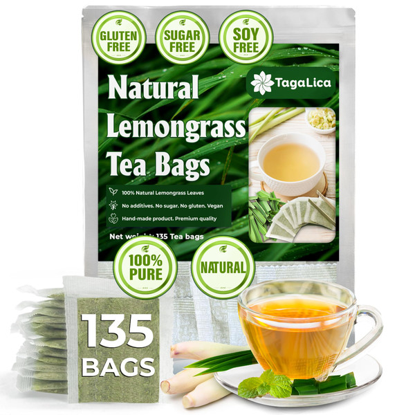135 Lemongrass Tea Bags, 100% Natural & Pure Lemongrass leaves, Eco-Conscious Tea Bags, Lemongrass Herbal Tea. Lemongrass Leaf Tea. No Sugar, No Caffeine, No Gluten, Vegan. 135 Lemongrass Tea Bags, 100% Natural & Pure Lemongrass leaves, Eco-Conscious Tea Bags, Lemongrass Herbal Tea. Lemongrass Leaf Tea. No Sugar, No Caffeine, No Gluten, Vegan.