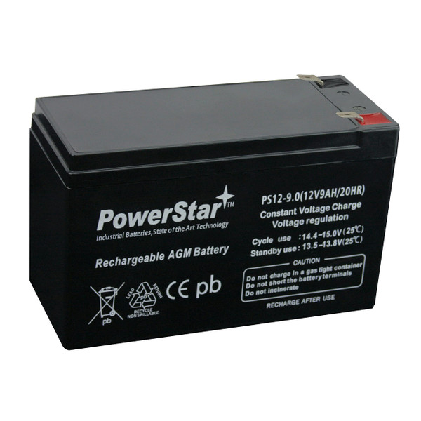 PowerStar 12v 9ah Battery Rechargeable 2 Year Free Warranty F1 and F2 Terminals Included